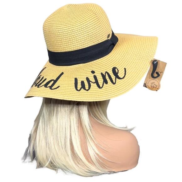 Large Brim Beach Sun Hat "On Cloud Wine" - Picture 8 of 11